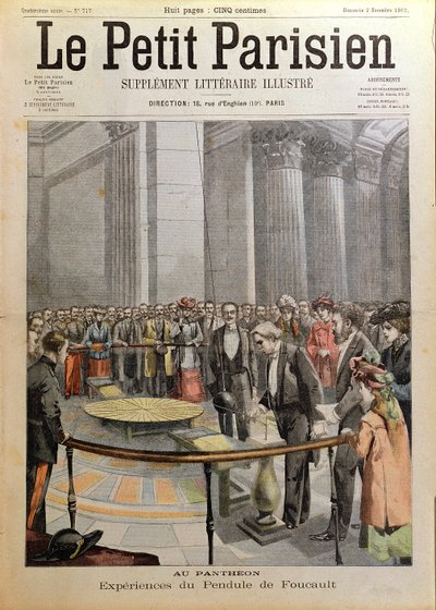 Expérience avec le pendule de Foucault au Panthéon à Paris, de 